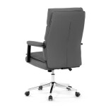 Židle kancelářská, šedá ekokůže, kříž kov chromový, houpací mechanismus, čalouněné područky