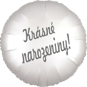 Balónek fóliový bílý satén kruh Krásné narozeniny! balonky.cz Balónek fóliový bílý satén kruh Krásné narozeniny! balonky.cz