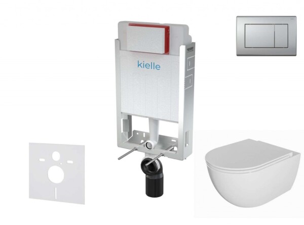 Kielle - Genesis Set předstěnové instalace, klozetu Oudee, sedátka softclose a tlačítka Gemini III, matný chrom 30505SZ70
