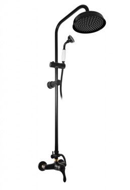 SLEZAK-RAV - Vodovodní baterie sprchová LABE s hlavovou a ruční sprchou, Barva: černá matná/zlato, Rozměr: 150 mm L081.5/7CMATZ