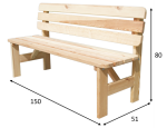 ROJA VIKING zahradní lavice dřevěná PŘÍRODNÍ - 150 cm
