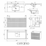 CERANO - Koupelnová skříňka Carole + keramické umyvadlo Todo - bílá matná rýhovaná - 101x50x46,5 CER-089389