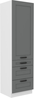 Vysoká potravinová skříňka Luna 60 DKS-210 3S 1F - Premium Box Barva korpusu: Bílá, Barva dvířek: Dust Grey