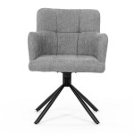 Židle jídelní, šedá látka, černý kov, otočný vratný mechanismus 90°/90° (L/P) - funkce reset