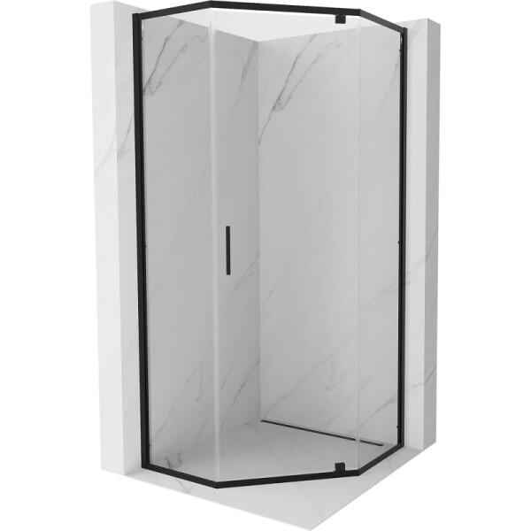 MEXEN - Exo sprchová kout pětiboký křídlový 90 x 90, transparent, černá 812-090-090-70-00