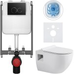 CERANO Kompletní WC set Basic/Dure - bílá lesklá - WC tlačítko Dualo/Černá - pro zazdění - 51x35 cm
