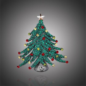 Vánoční brož Swarovski Elements Edoarda - vánoční stromeček, Zelená