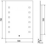 MEXEN - Ner zrcadlo s osvětlením 50 x 70 cm, LED 600 9809-050-070-611-00