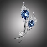 Brož Swarovski Elements Lanza - květina, Modrá