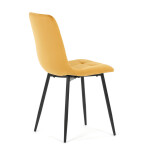 Židle jídelní, žlutá sametová látka, nohy černý kov