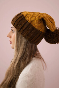Milano fleecová čepice K203 mustard melange+brown UNI