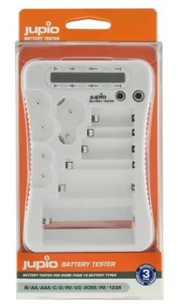 Jupio Battery Tester / Tester baterií / N, AA, AAA, C, D, 9V, V3, 2CR4, P2, 2, 123A (JBT0010)