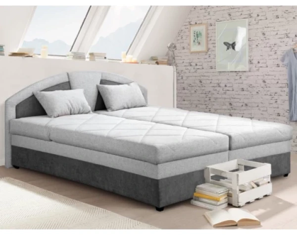 Postel Amelie 180x200 cm, světlá/tmavá šedá tkanina