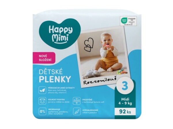 Happy Mimi Dětské plenky JUMBO 3 Midi, 92 ks