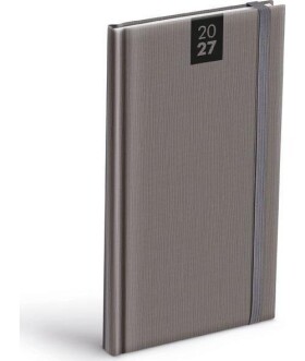Diář 2027 T806 PU šedý s gumkou 90x170mm