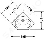 DURAVIT - 1930 Umývátko s přepadem, 595x450 mm, bílá 0793420000