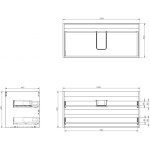 MEXEN/S - Orio koupelnová skříňka 100 cm s umyvadlem Otis, 2 zásuvky, grafit mat/bílá mat 91A10-10047-2-BFF66-W18M01