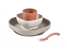 Beaba Jídelní sada silikonová 4-dílná Terracotta/Gazelle (913602BB)