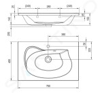 RAVAK - Rosa II Umyvadlo nábytkové 760x490 mm, s 1 otvorem pro baterii, bílá XJ201176000
