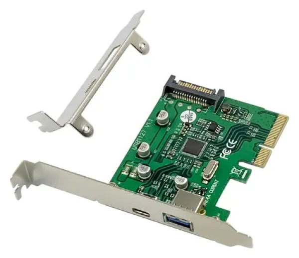 Conceptronic / PCI Express karta / 1x USB-C + 1x USB-A 3.2 Gen2 / 10 Gbps / SATA napájecí konektor / hot-swap (EMRICK09G)