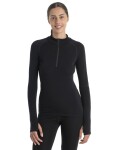 Dámské merino tričko s dlouhým rukávem ICEBREAKER Wmns 300 MerinoFinePolar LS Half Zip, Black velikost: XL