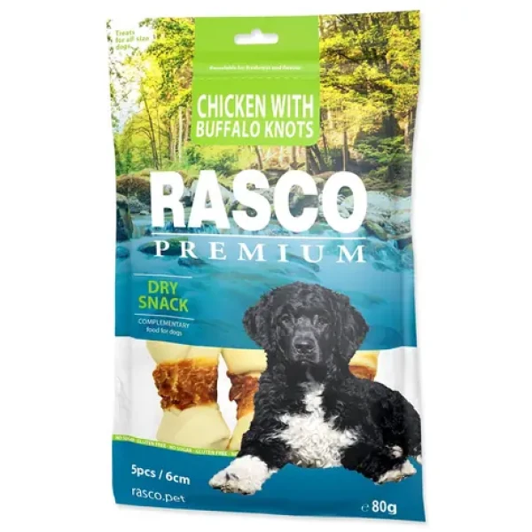 Rasco Premium uzly bůvolí obalené kuřecím masem 80g  (1704-17016)