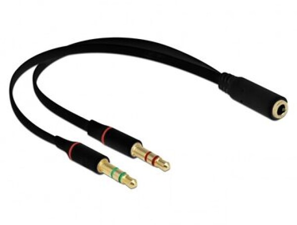 Delock Náhlavní adaptér 1 x 3.5 mm 4 pin Stereo jack (F) na 2 x 3.5 mm 3 pin Stereo jack (M) 0.2m černá (65967)