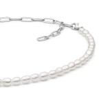 Stříbrný náhrdelník s bílou perlou Geva - stříbro 925/1000, 41 cm Bílá