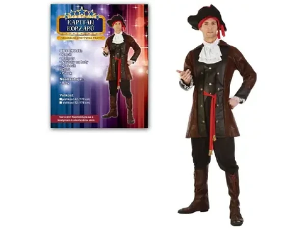 MaDe 75086 - Kostým na karneval - Kapitán korzárů, pro dospělé (178 cm).