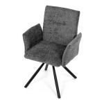 Židle jídelní, šedá látka, černý kov, otočný mechanismus 90°/90° (L/P) - funkce reset