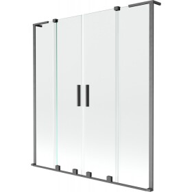 MEXEN/S - Velar L Duo dvoukřídlá posuvná vanová zástěna 150 x 150, transparent, grafit kartáčovaná 896-150-003-02-66
