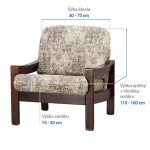 Bielastické potahy MARMO béžové křeslo s dřevěnými rukojeťmi (š. 40 - 70 cm)
