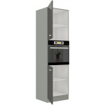 Vysoká skříňka 60 DP-210 2F Barva korpusu: Šedá, Barva dvířek: Šedý lesk (Šedá)