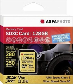 AgfaPhoto SDXC Professional 128GB / R:280 MB/s / W:250 MB/s / Class V90 (10622)