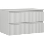 MEXEN/S - Rivel koupelnová skříňka pod umyvadlo 80 cm s deskou, 2 zásuvky, reliéf , šedá mat 91A20-08047-2-BFFC62