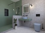 Wc s prkénkem softclose závěsné SAT Infinitio tmavě modrá mat zadní odpad SATINF010RREXPDBLM SATINF010RREXPDBLM