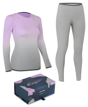 Spokey FLORA SET fialovo-šedá L/XL / Dámské termoprádlo / dárkové balení (5905339419781)