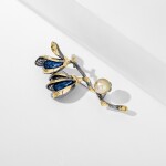Brož Swarovski Elements Amalia - tulipán, perla, zirkon, Zlatá