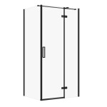 CERSANIT - Sprchový kout JOTA s panty, černý, 100x80x195, pravý, čiré sklo S160-033