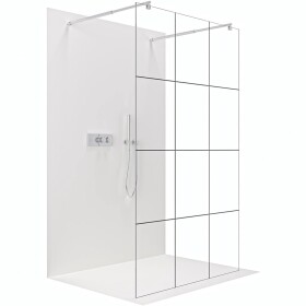 CERANO Sprchová zástěna Walk-in Onyx Duo L/P - 8 mm - kulatá vzpěra - chrom, industriální sklo - 140x200 cm