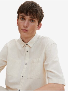 Krémová pánská košile s krátkým rukávem Tom Tailor Denim - Pánské
