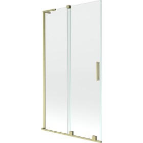 MEXEN/S - Velar L dvoukřídlá posuvná vanová zástěna 100 x 150, transparent, zlatá kartáčovaná 896-100-003-01-55