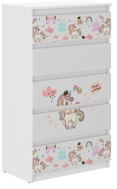 DumDekorace Kvalitní dětská komoda s motivem duhového jednorožce 121x40x70 cm