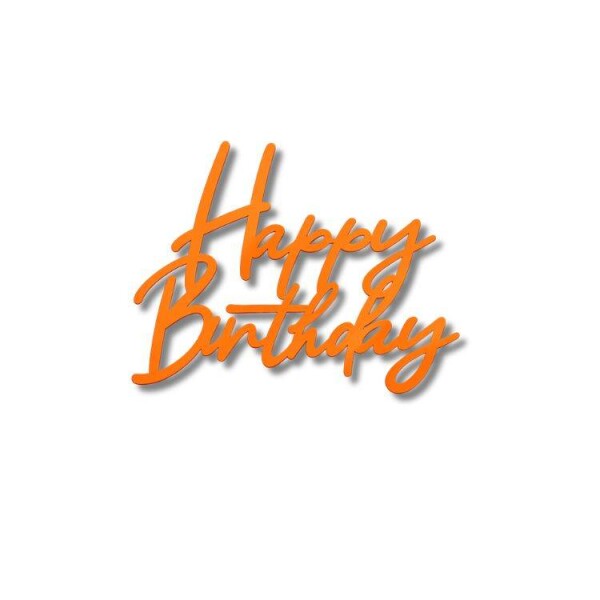 Dortisimo Plastová dekorace na dort Happy Birthday oranžová