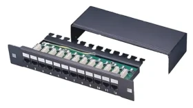 XtendLan Patch panel 10" 12 portů černý / Patch panel / Cat5e stíněný / 1U / LSA / vodorovné porty (PP0-12C5E-LSA-HG)