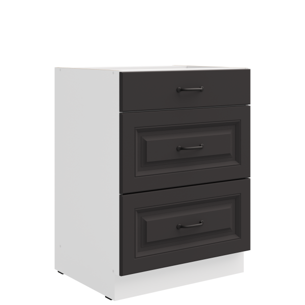 Spodní skříňka Stilo 60 D 3S BB - Premium Box Barva korpusu: Bílá, Barva dvířek: Grafit