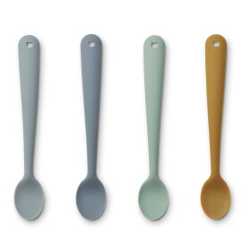 LIEWOOD Silikonová lžička pro děti Blue multi mix B, modrá barva, oranžová barva