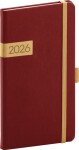 Kapesní diář Twill 2026, bordó-zlatý
