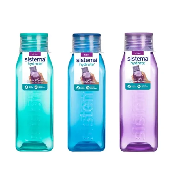 Sistema Hydrate Square Hranatá láhev se šroubovacím víčkem 475 ml mix barev (9414202008701)