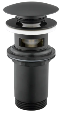 JB Sanitary Umyvadlová výpusť 5/4" s přepadem, velká zátka, ČERNÉ provedení VK08